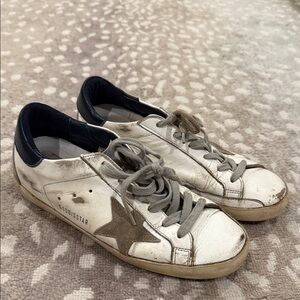 Golden Goose White and Brown Star Sneakers